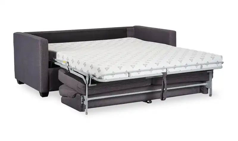 Canapé-lit en microsuède 76,5 po grand format, fabriqué au Canada, avec mousse viscoélastique et deux coussins décoratifs