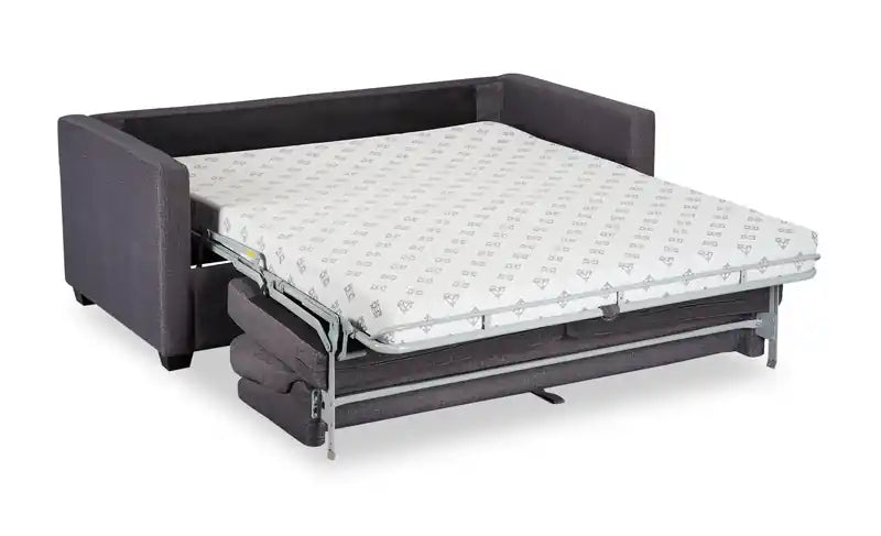 Canapé-lit en microsuède 76,5 po grand format, fabriqué au Canada, avec mousse viscoélastique et deux coussins décoratifs