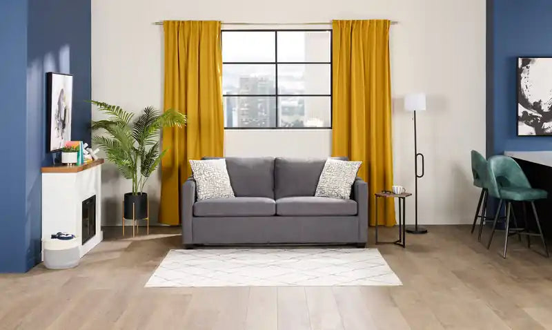 Canapé-lit en microsuède 76,5 po grand format, fabriqué au Canada, avec mousse viscoélastique et deux coussins décoratifs