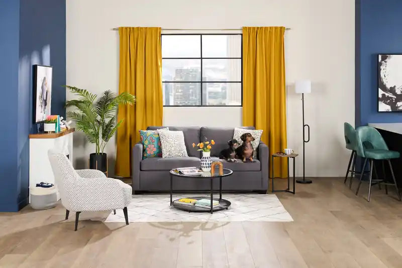 Canapé-lit en microsuède 76,5 po grand format, fabriqué au Canada, avec mousse viscoélastique et deux coussins décoratifs