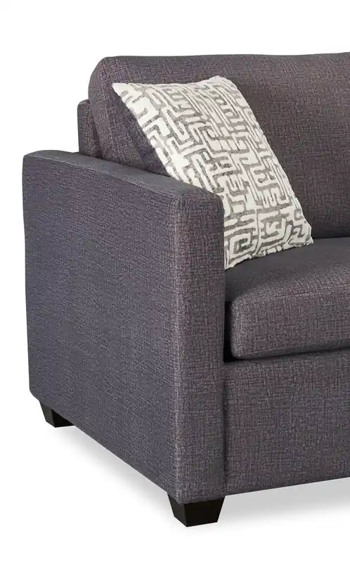 Canapé-lit en microsuède 76,5 po grand format, fabriqué au Canada, avec mousse viscoélastique et deux coussins décoratifs