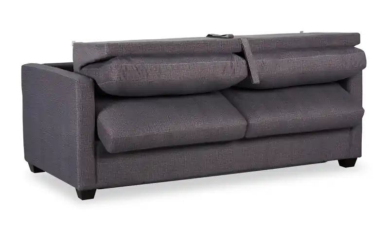 Canapé-lit en microsuède 76,5 po grand format, fabriqué au Canada, avec mousse viscoélastique et deux coussins décoratifs