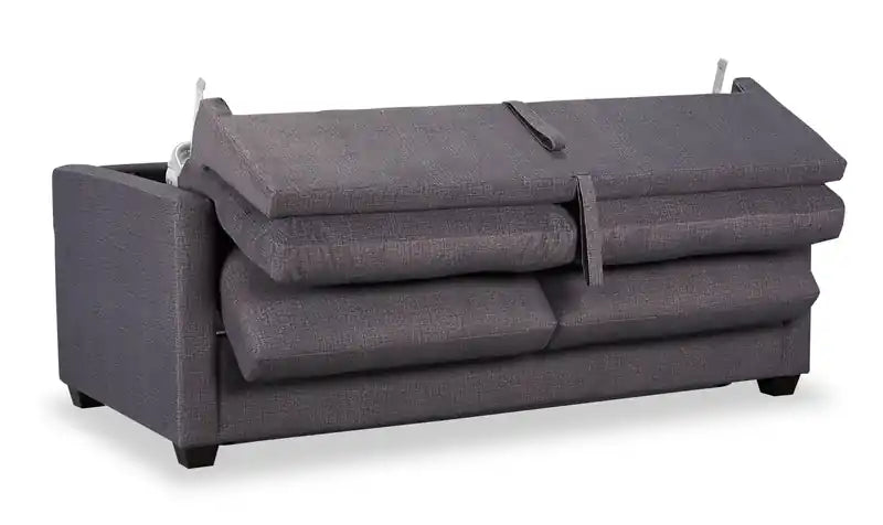 Canapé-lit en microsuède 76,5 po grand format, fabriqué au Canada, avec mousse viscoélastique et deux coussins décoratifs