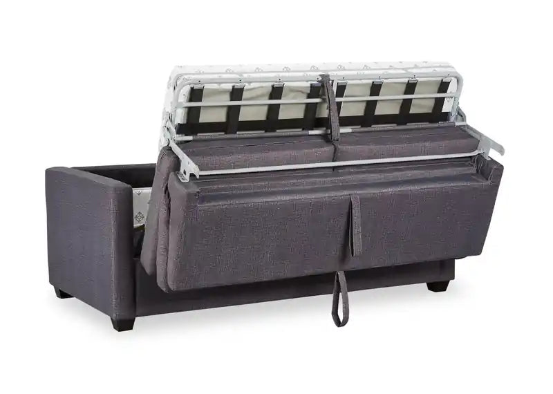 Canapé-lit en microsuède 76,5 po grand format, fabriqué au Canada, avec mousse viscoélastique et deux coussins décoratifs