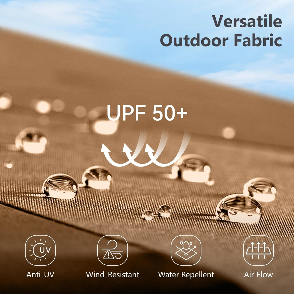 MAISON ARTS Parasol excentré rectangulaire de 4,5 m avec manivelle, parasol de marché double face d'extérieur avec lumières LED solaires et base incluse
