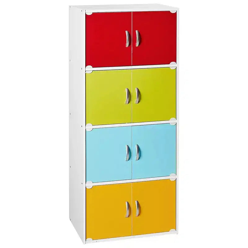 Hodedah HID44 Meuble de rangement multifonctionnel fermé à 8 portes pour la maison et le bureau, finition bois de hêtre