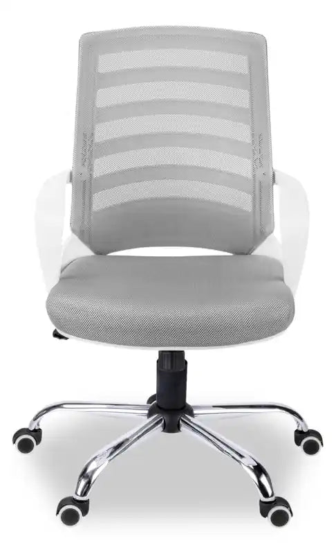 Chaise de bureau 24 - Blanche avec maille grise