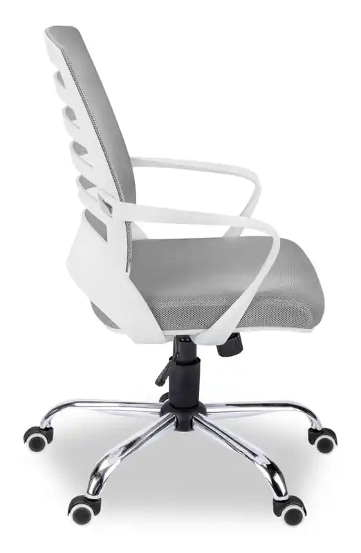 Chaise de bureau 24 - Blanche avec maille grise