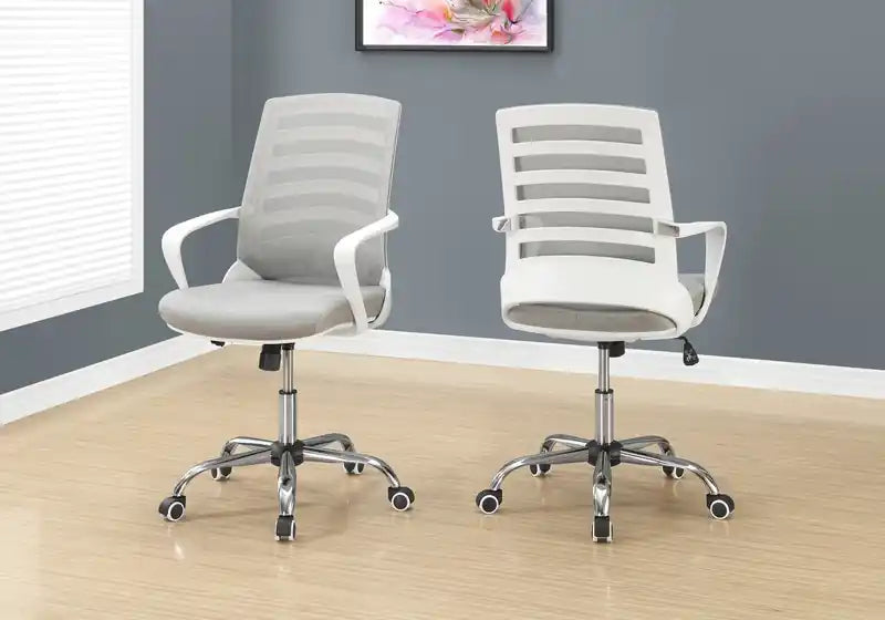 Chaise de bureau 24 - Blanche avec maille grise