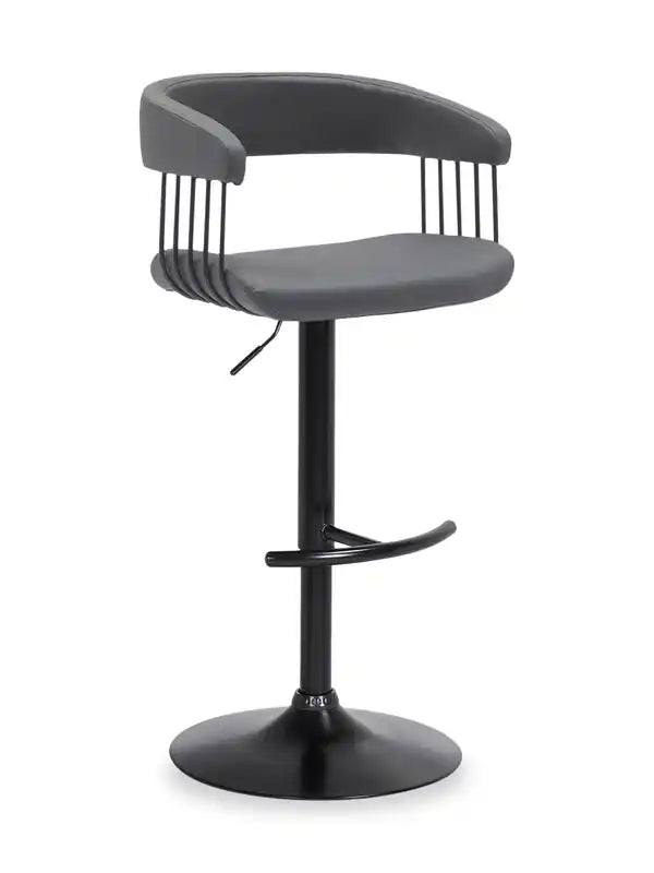Java Barstool with Swivel & Adjustable Seat, Vegan Leather Fabric, 24.5-33H