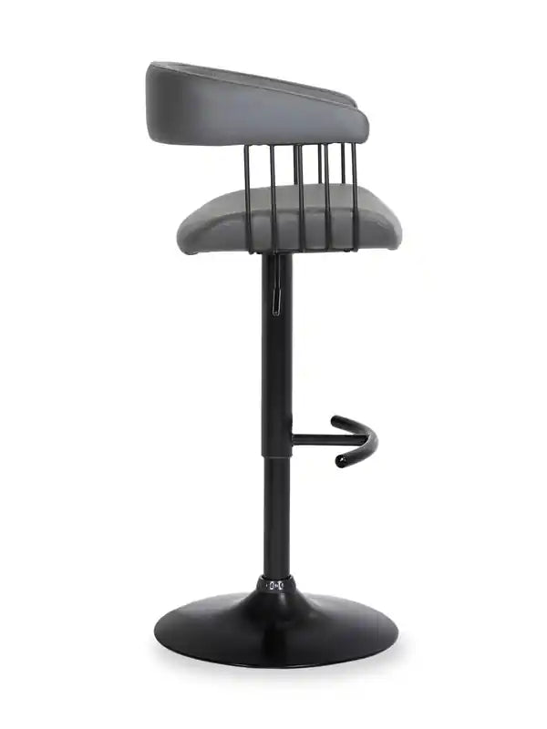 Tabouret de bar avec siège pivotant et réglable, revêtement en cuir végétalien, H 24.5-33