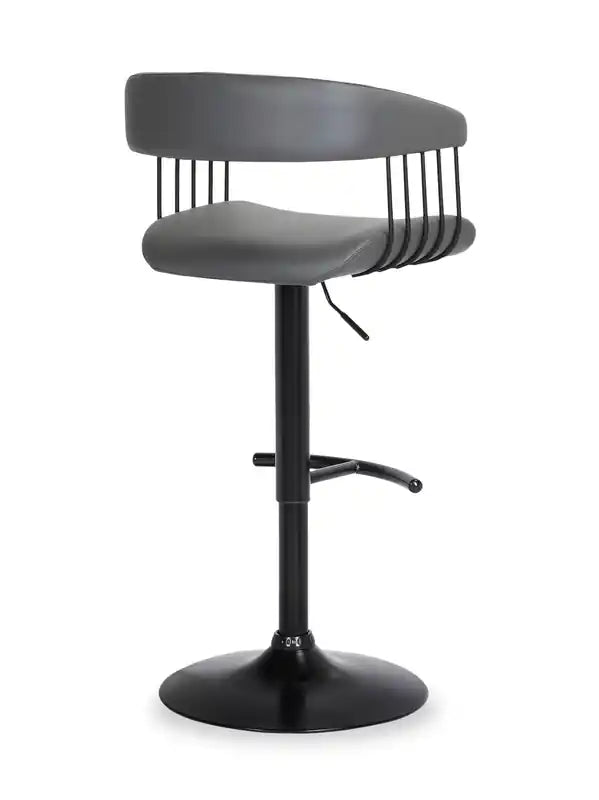 Tabouret de bar avec siège pivotant et réglable, revêtement en cuir végétalien, H 24.5-33