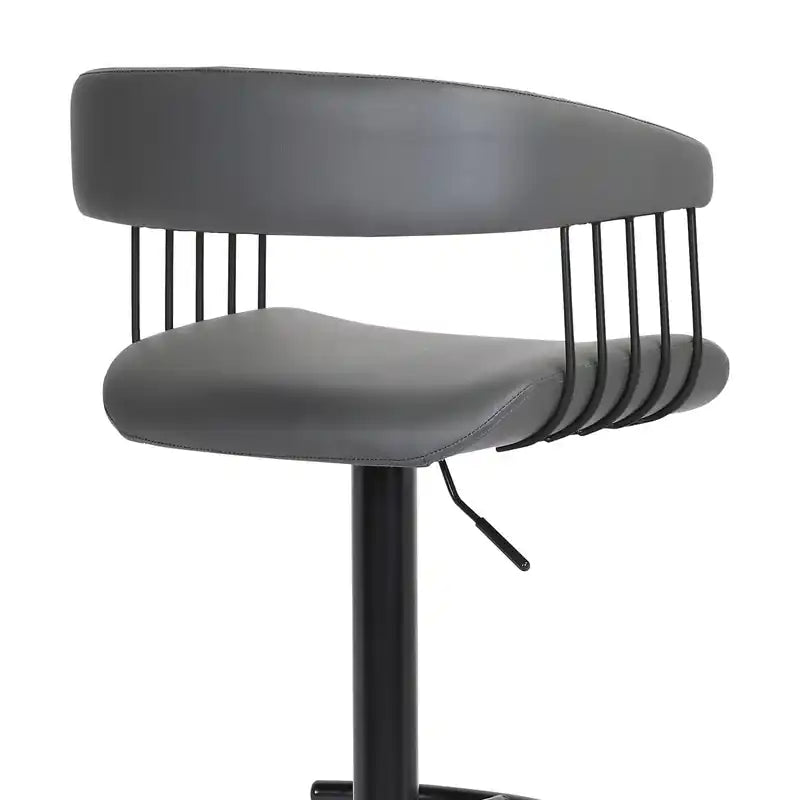Tabouret de bar avec siège pivotant et réglable, revêtement en cuir végétalien, H 24.5-33