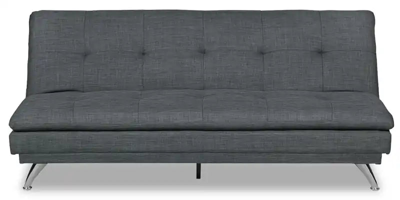 June 73.2 Linen-Look Fabric Klik Klak Futon with Metal Legs and Tufting