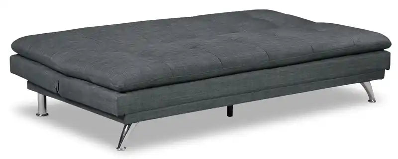 Futon Klik Klak avec pieds en métal et capitonnage, tissu imitation lin, Juin 73.2