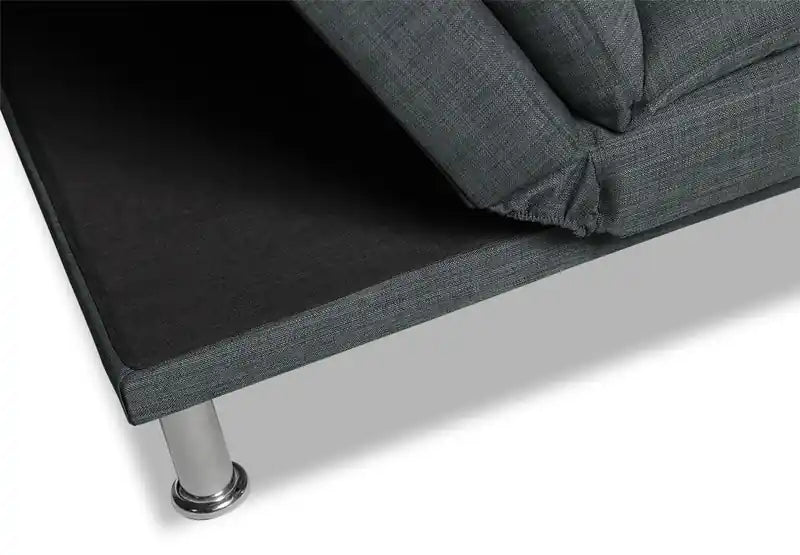 Futon Klik Klak avec pieds en métal et capitonnage, tissu imitation lin, Juin 73.2