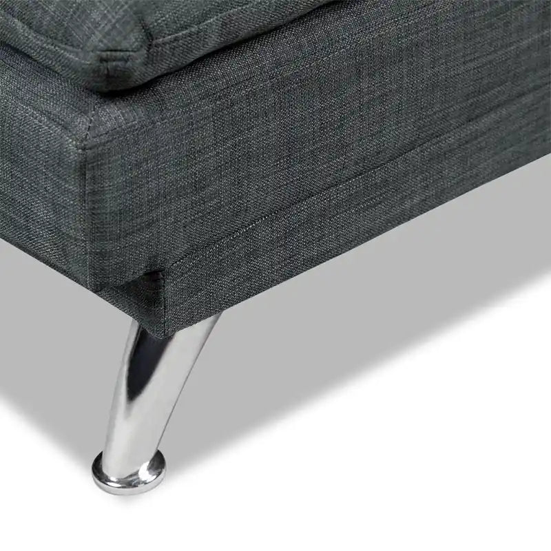 Futon Klik Klak avec pieds en métal et capitonnage, tissu imitation lin, Juin 73.2
