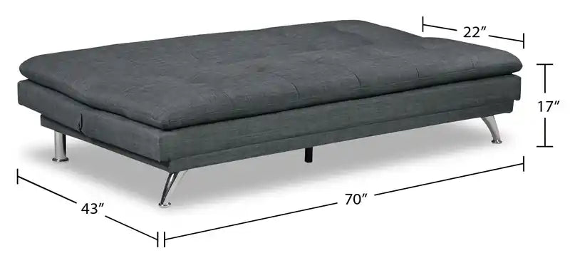 Futon Klik Klak avec pieds en métal et capitonnage, tissu imitation lin, Juin 73.2