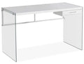 Kylie 48 Computer Office Desk with Drawer - White with Glass Legs
