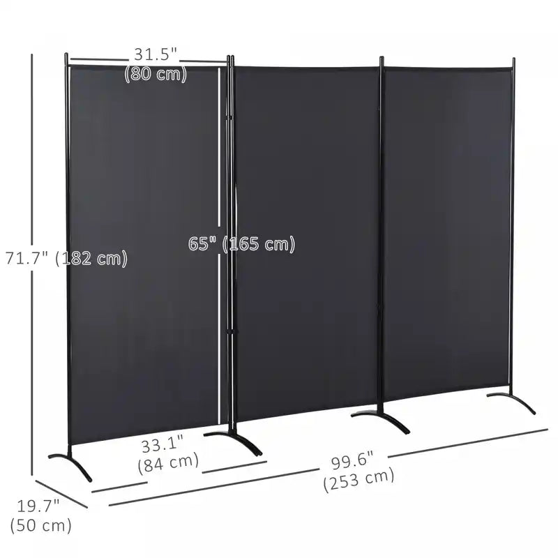 Paravent à double charnière, séparateur de pièce à 3 panneaux