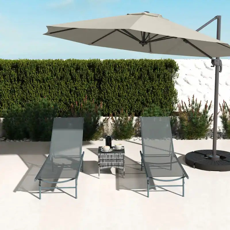 2 chaises longues pliantes d'extérieur avec dossier réglable
