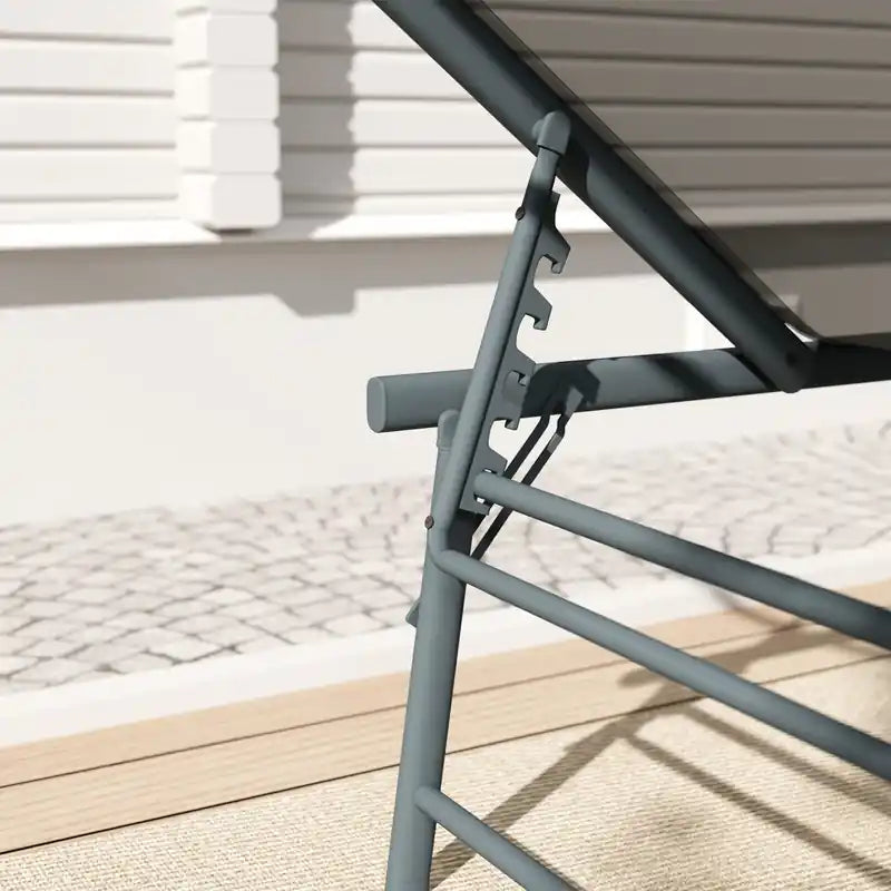 2 chaises longues pliantes d'extérieur avec dossier réglable