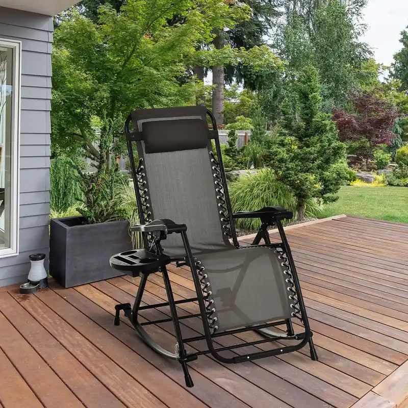 Fauteuil de jardin réglable 2-en-1 gris