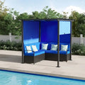 Outsunny Patio Furniture W/ Retractable Canopy Pergola Sofa Set