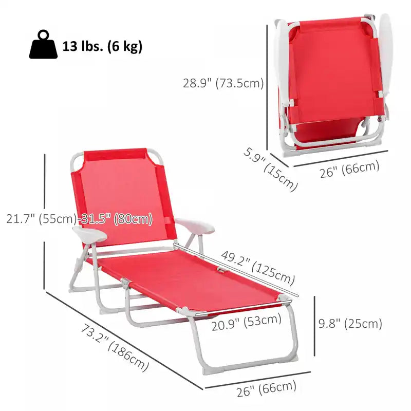 Chaise longue d'extérieur avec dossier réglable sur 4 niveaux