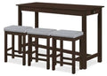 Noah 60 Modern Dinette with 3 Counter-Height Stools and USB Ports