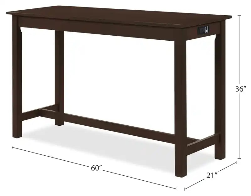 60'' Ensemble Dînette Moderne avec 3 Tabourets Hauteur Comptoir et Ports USB