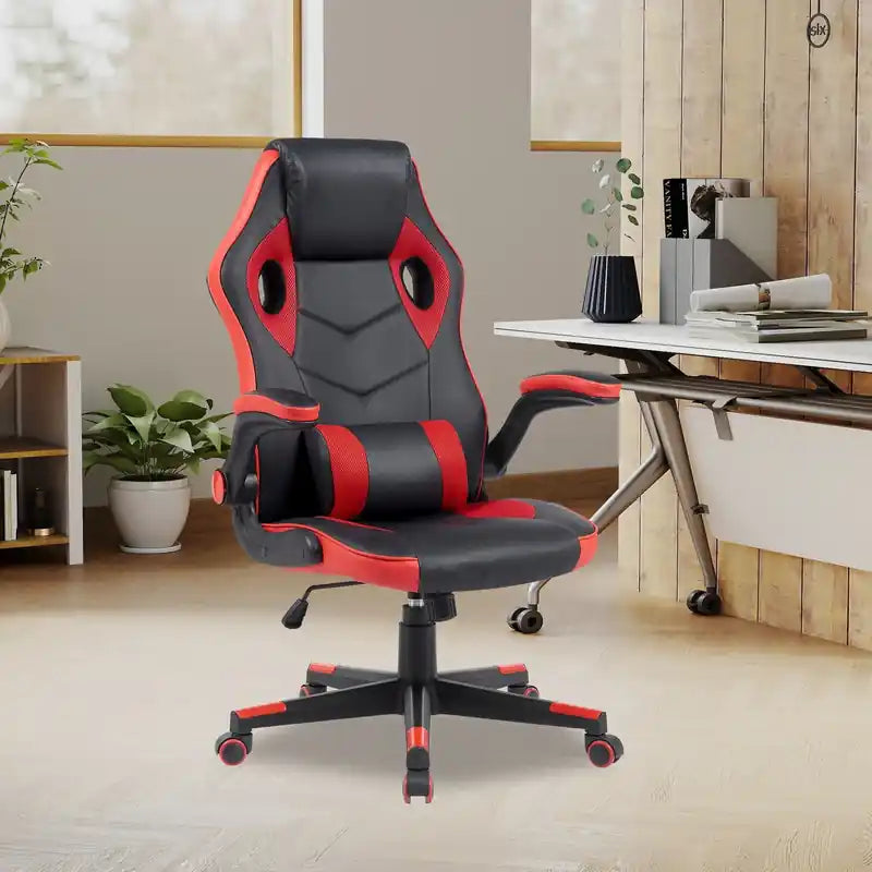 Fauteuil de gaming ergonomique 26.7 avec coussin lombaire - Noir et Rouge