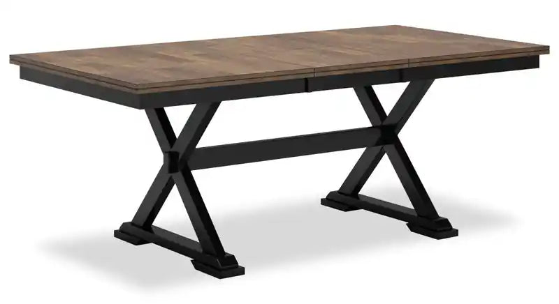 Raven Dining Table, 60-78W Self-Storing Butterfly Leaf Extension - Two-Tone Black & Brown