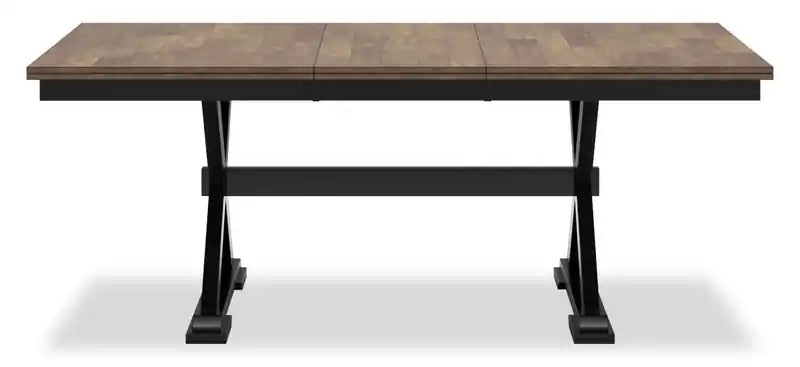 Table de salle à manger, largeur 60-78 po, avec rallonge papillon auto-rangeable – Bicolore noir et marron