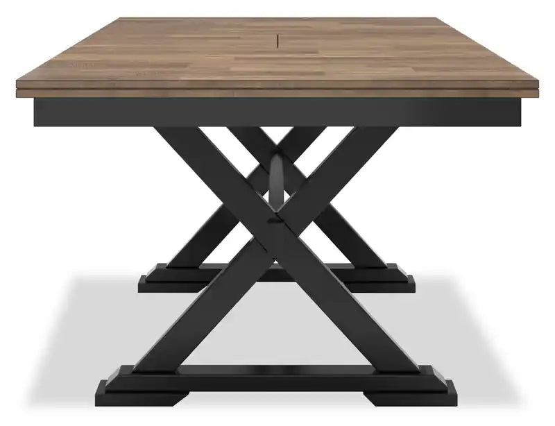 Table de salle à manger, largeur 60-78 po, avec rallonge papillon auto-rangeable – Bicolore noir et marron