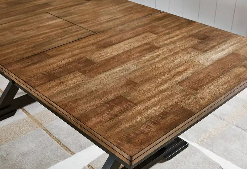 Table de salle à manger, largeur 60-78 po, avec rallonge papillon auto-rangeable – Bicolore noir et marron