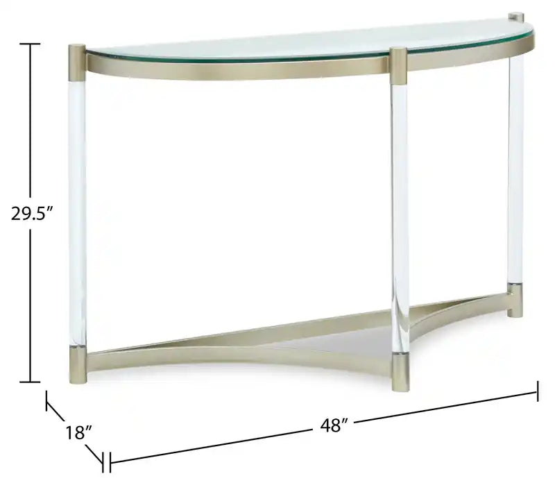 48 table console moderne plateau en verre - platine avec métal et acrylique