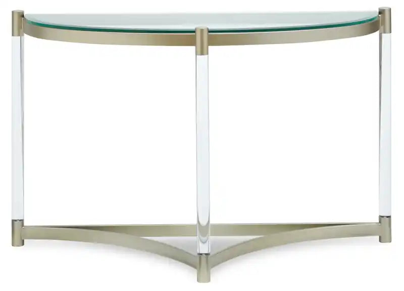 48 table console moderne plateau en verre - platine avec métal et acrylique