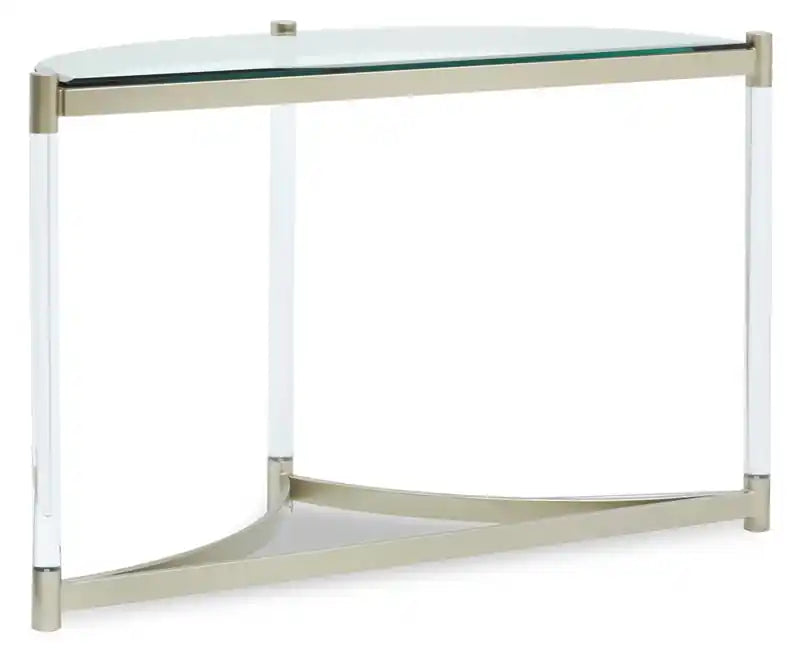 48 table console moderne plateau en verre - platine avec métal et acrylique