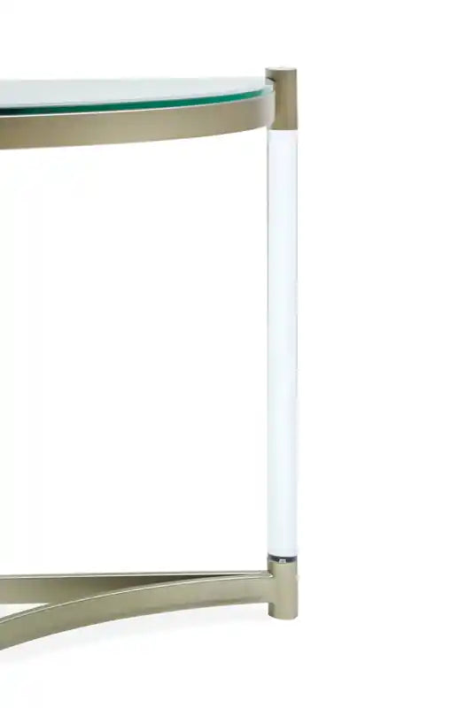 48 table console moderne plateau en verre - platine avec métal et acrylique