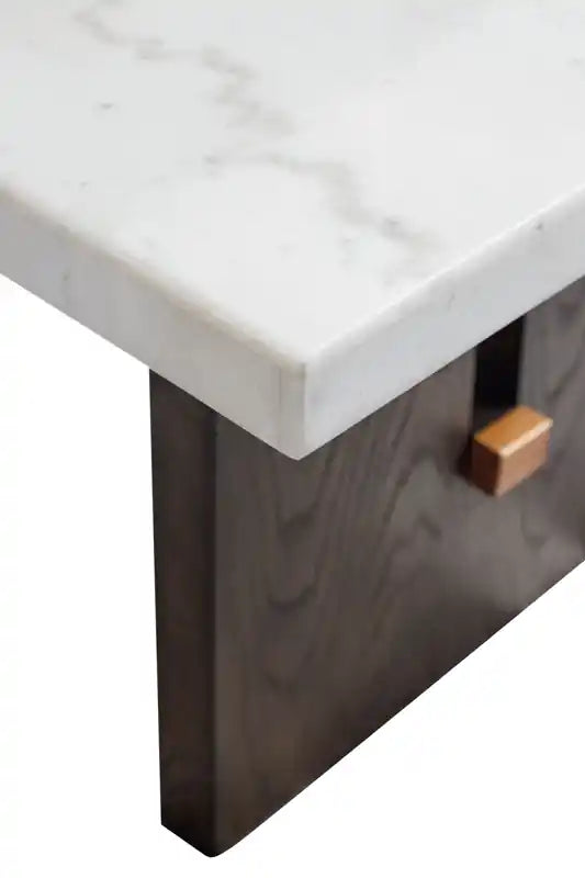 Table basse en bois et marbre Chêne blanc et marron, 52 po