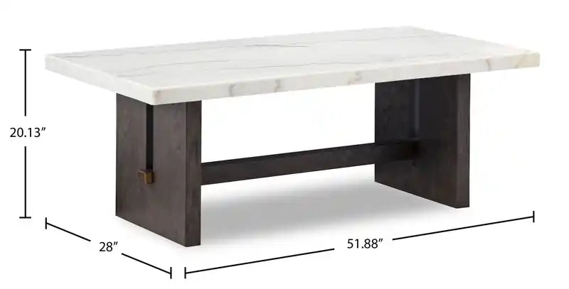 Table basse en bois et marbre Chêne blanc et marron, 52 po