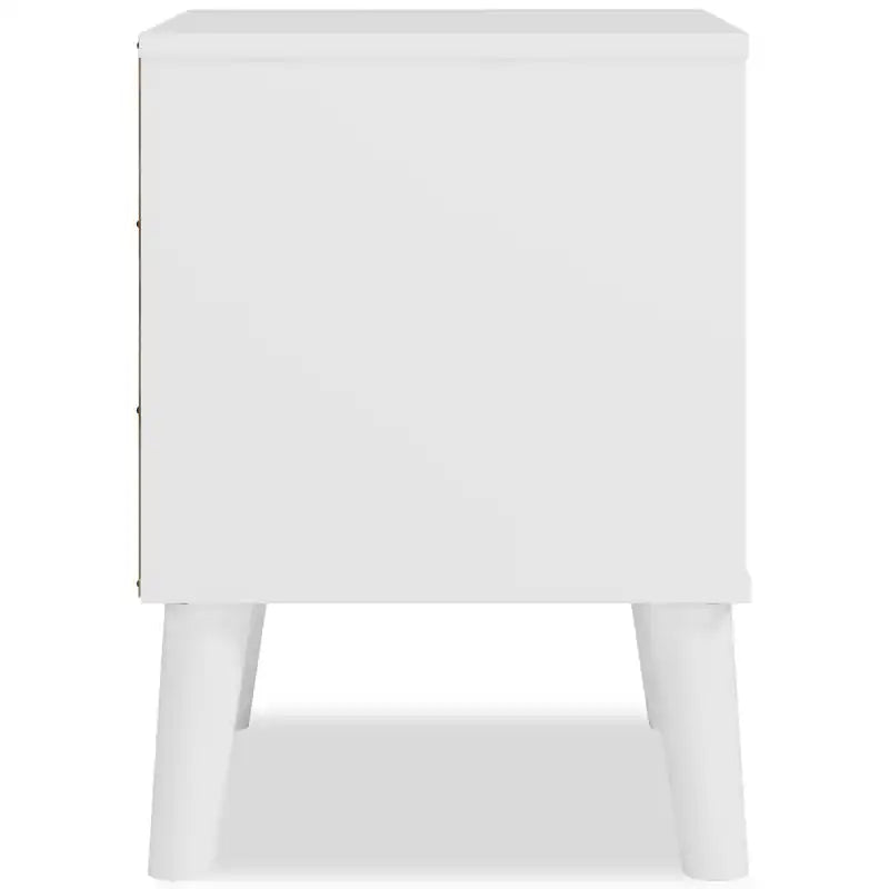 Table de chevet 1 tiroir, 60,2 cm l. x 55,6 cm H, moderne milieu de siècle - Bicolore blanc et naturel