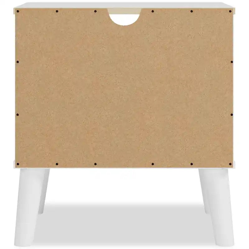 Table de chevet 1 tiroir, 60,2 cm l. x 55,6 cm H, moderne milieu de siècle - Bicolore blanc et naturel